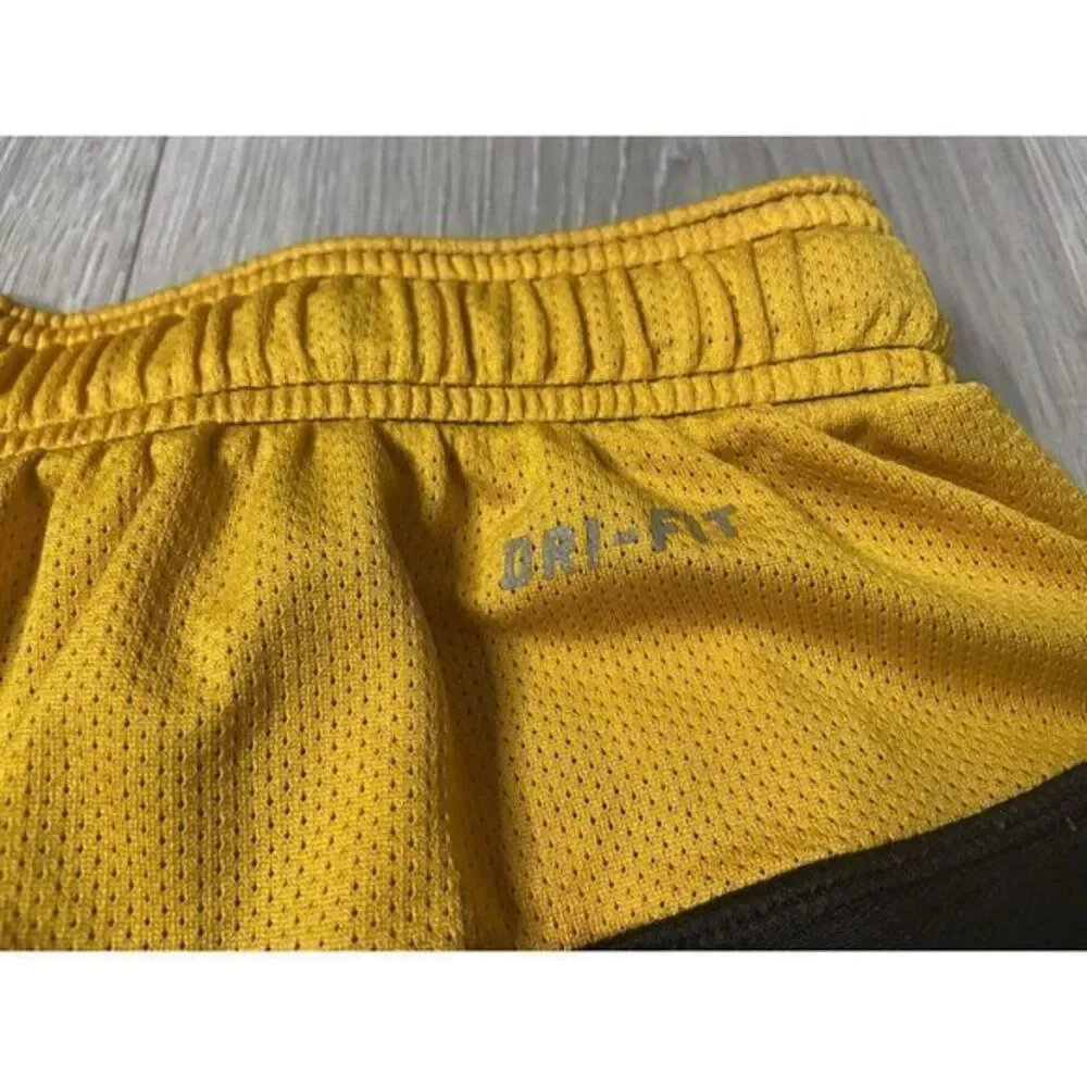Nike Dri-Fit Athletic Football Shorts Mens S Black Yellow‎ Training Basketball